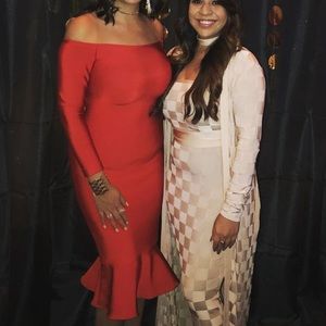 Red spandex bodycon dress